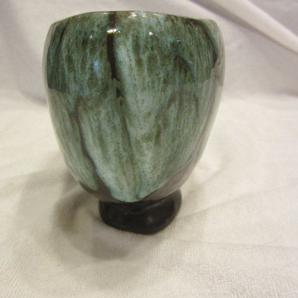 UNIQUE VTG DRIP GLAZE OBLONG VASE/PLANTER - Picture 4 of 12